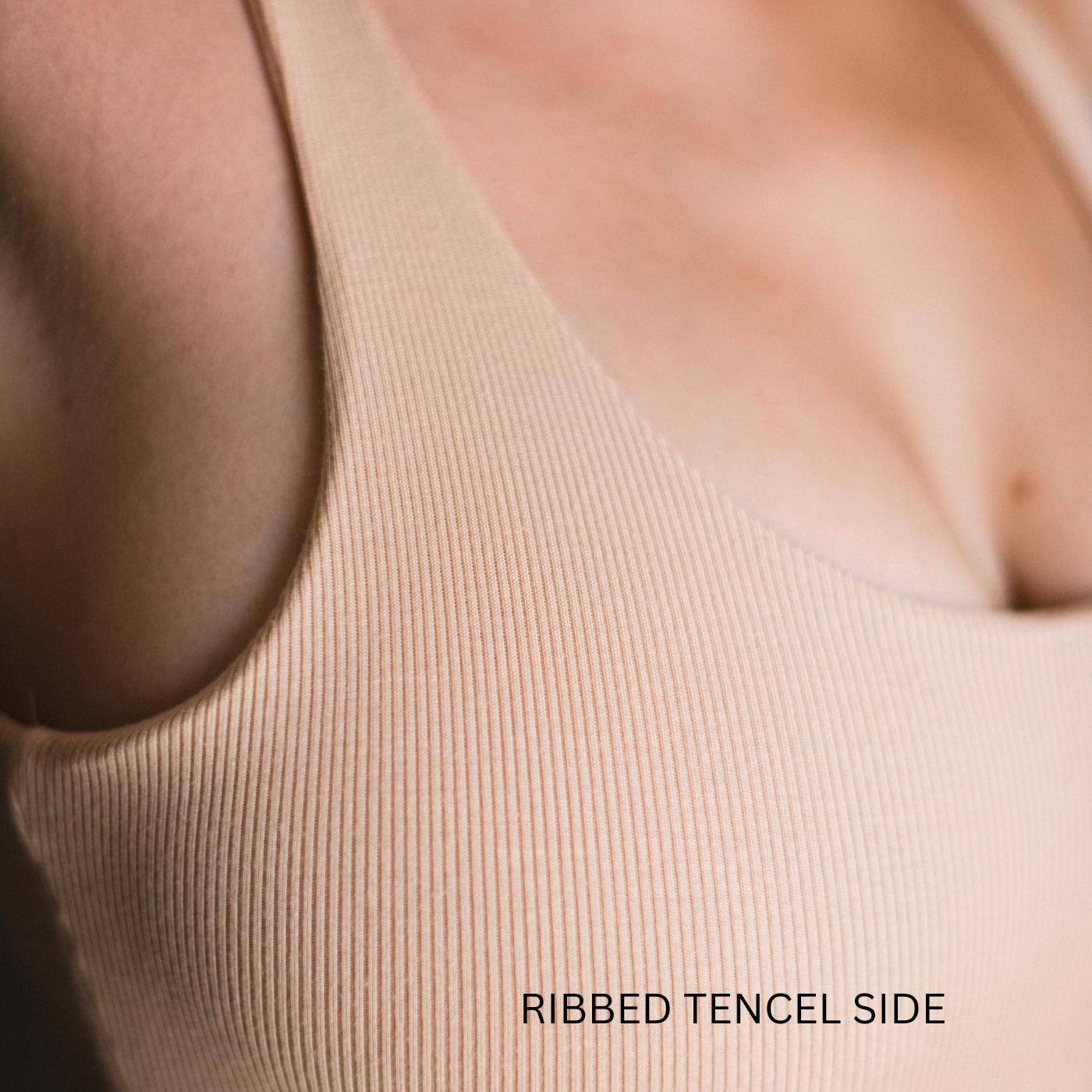 close up of the ribbed side of the bodysuit