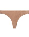 ribbed thong in maya nude, a caramel brown tone