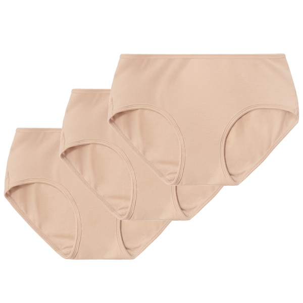 3 pack ada mid rise brief. ada nude is a light beige tone.