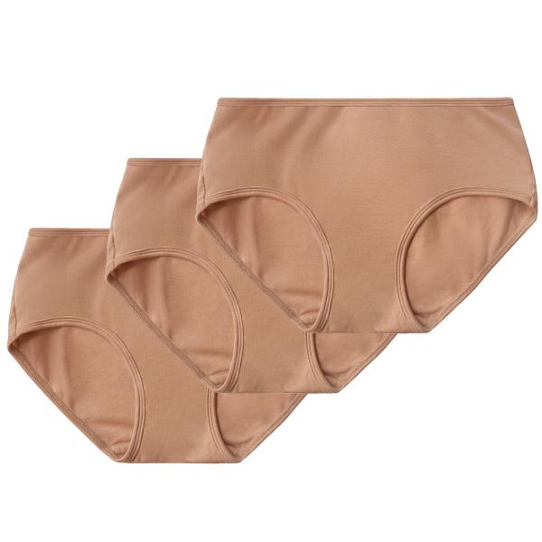 3-Pack Maya Mid-rise brief. Maya nude is a warm caramel tone.